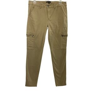 Signature Studio Cargo Pants Women 12 Khaki Tan Skinny Utility Stretch Trousers